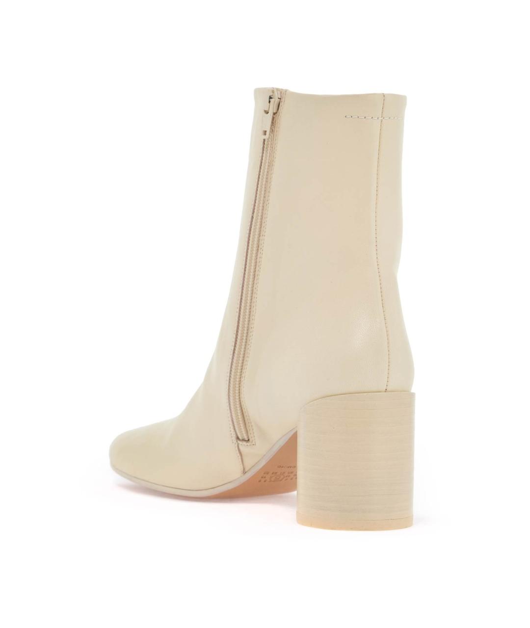 MM6 MAISON MARGIELA Бежевые кожаные ботильоны, фото 4