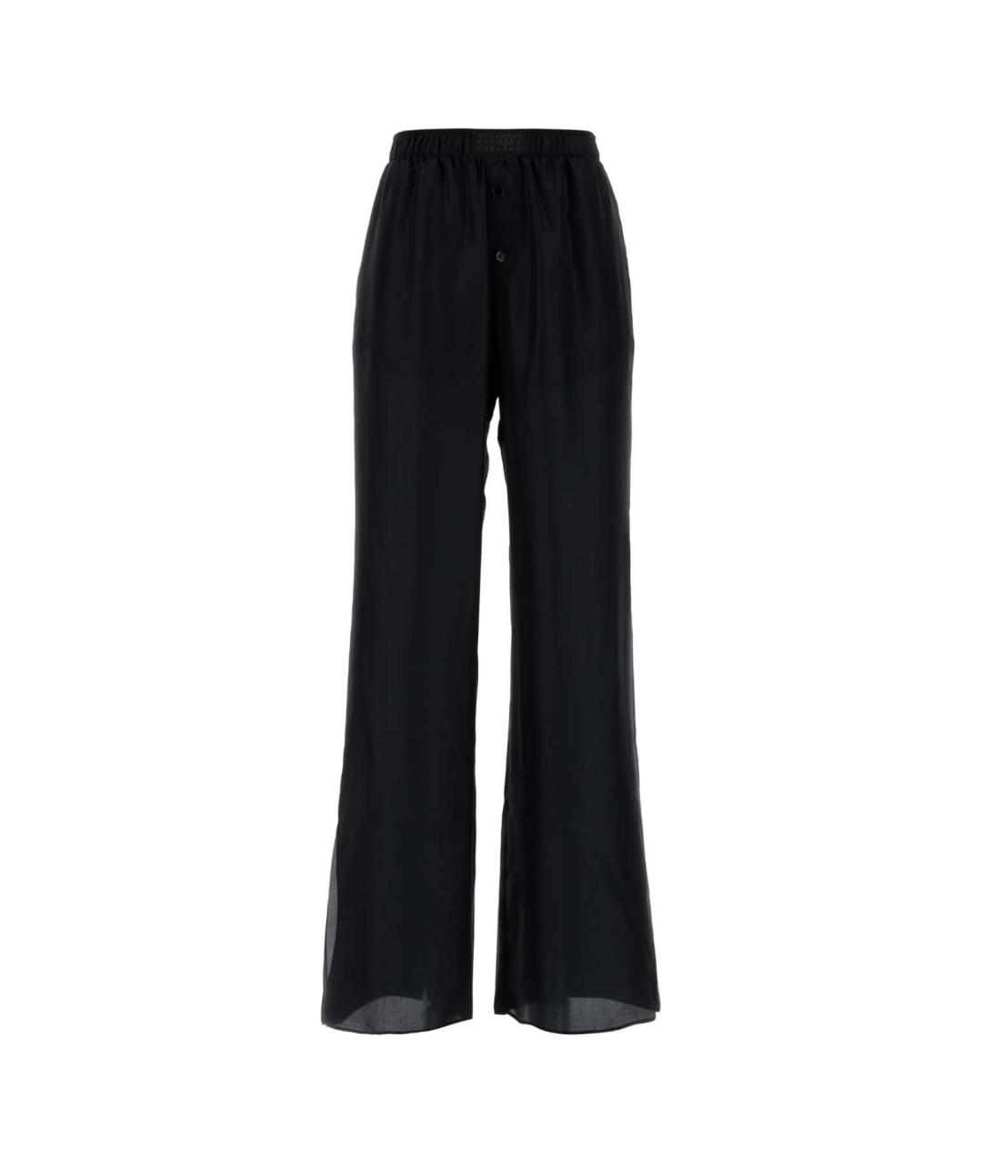 MM6 MAISON MARGIELA Черные шелковые прямые брюки, фото 1