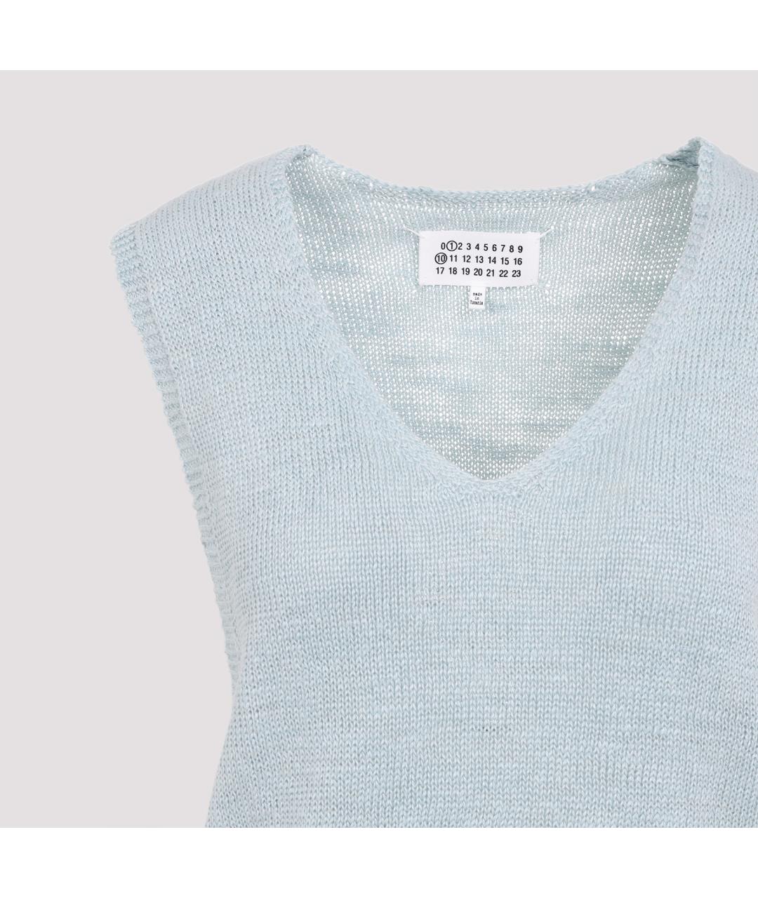MAISON MARGIELA Голубая льняная жилетка, фото 4