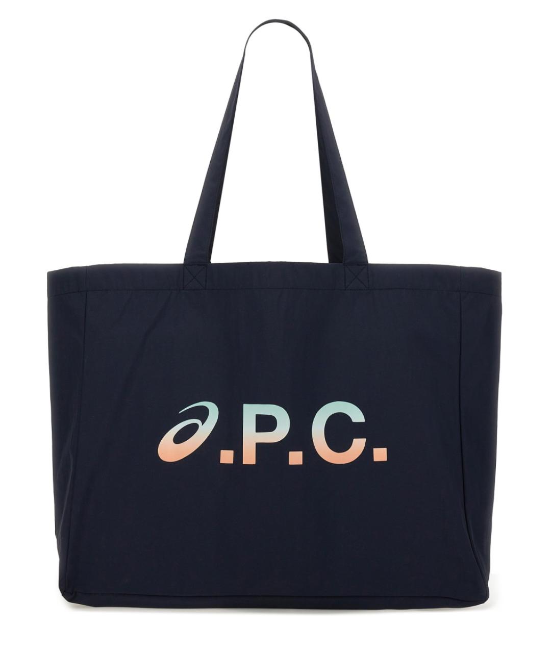 A.P.C. Темно-синяя синтетическая сумка тоут, фото 1