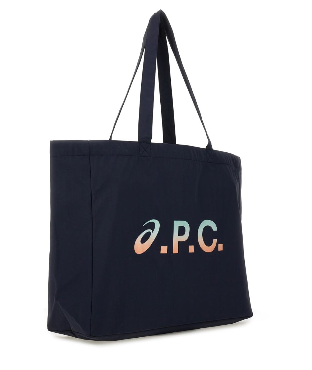 A.P.C. Темно-синяя синтетическая сумка тоут, фото 2