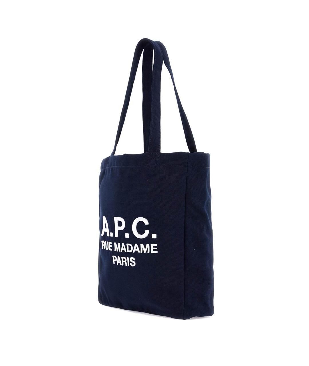 A.P.C. Синяя тканевая сумка тоут, фото 4