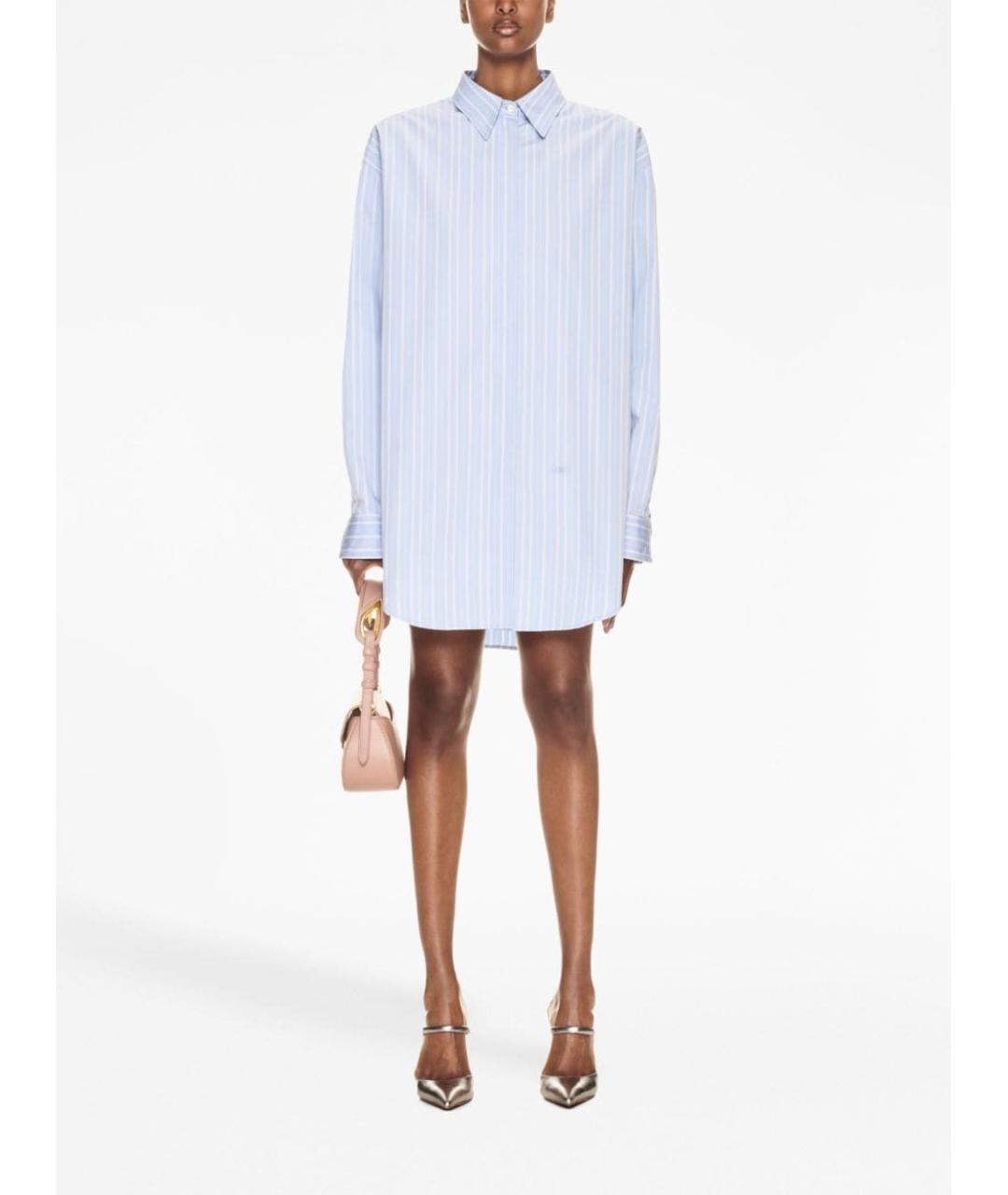 OFF-WHITE Голубое хлопковое повседневное платье, фото 2
