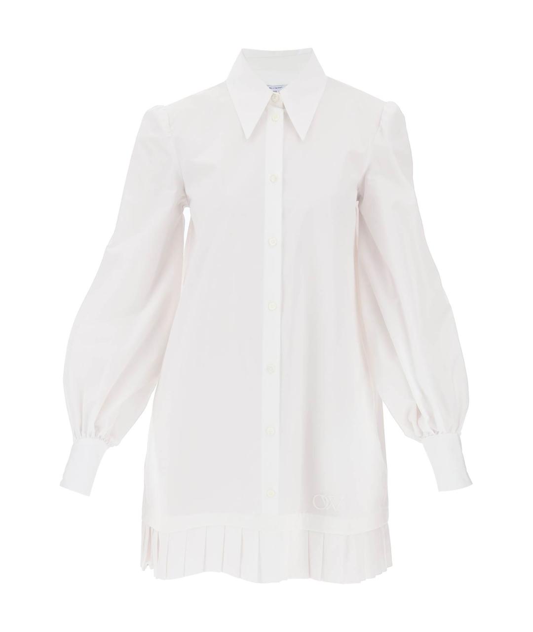 OFF-WHITE Белое хлопковое повседневное платье, фото 1