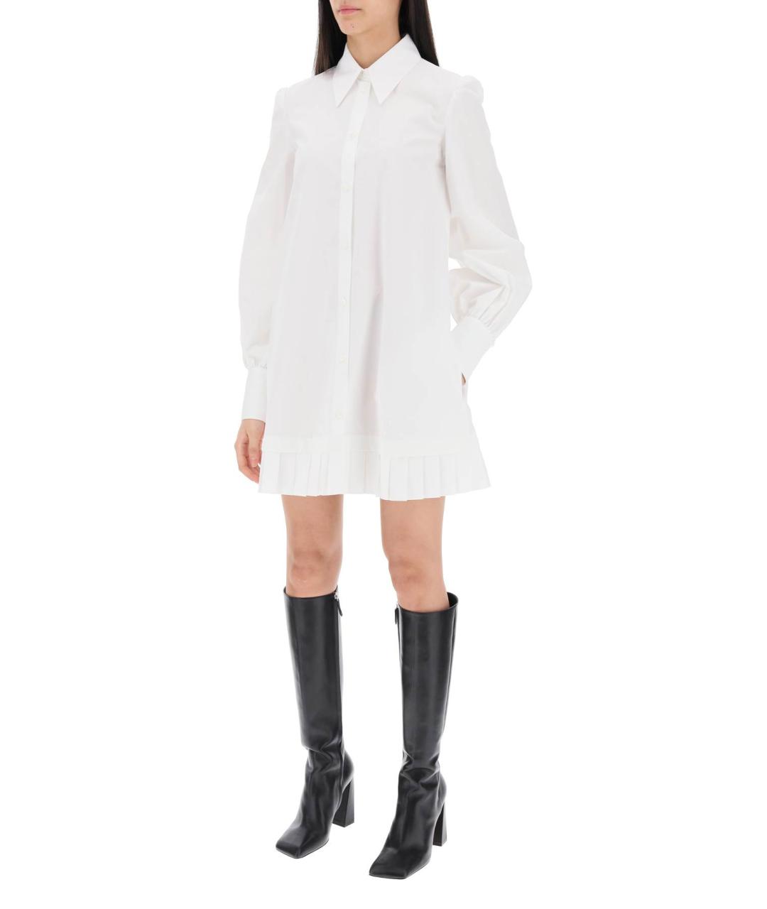 OFF-WHITE Белое хлопковое повседневное платье, фото 4