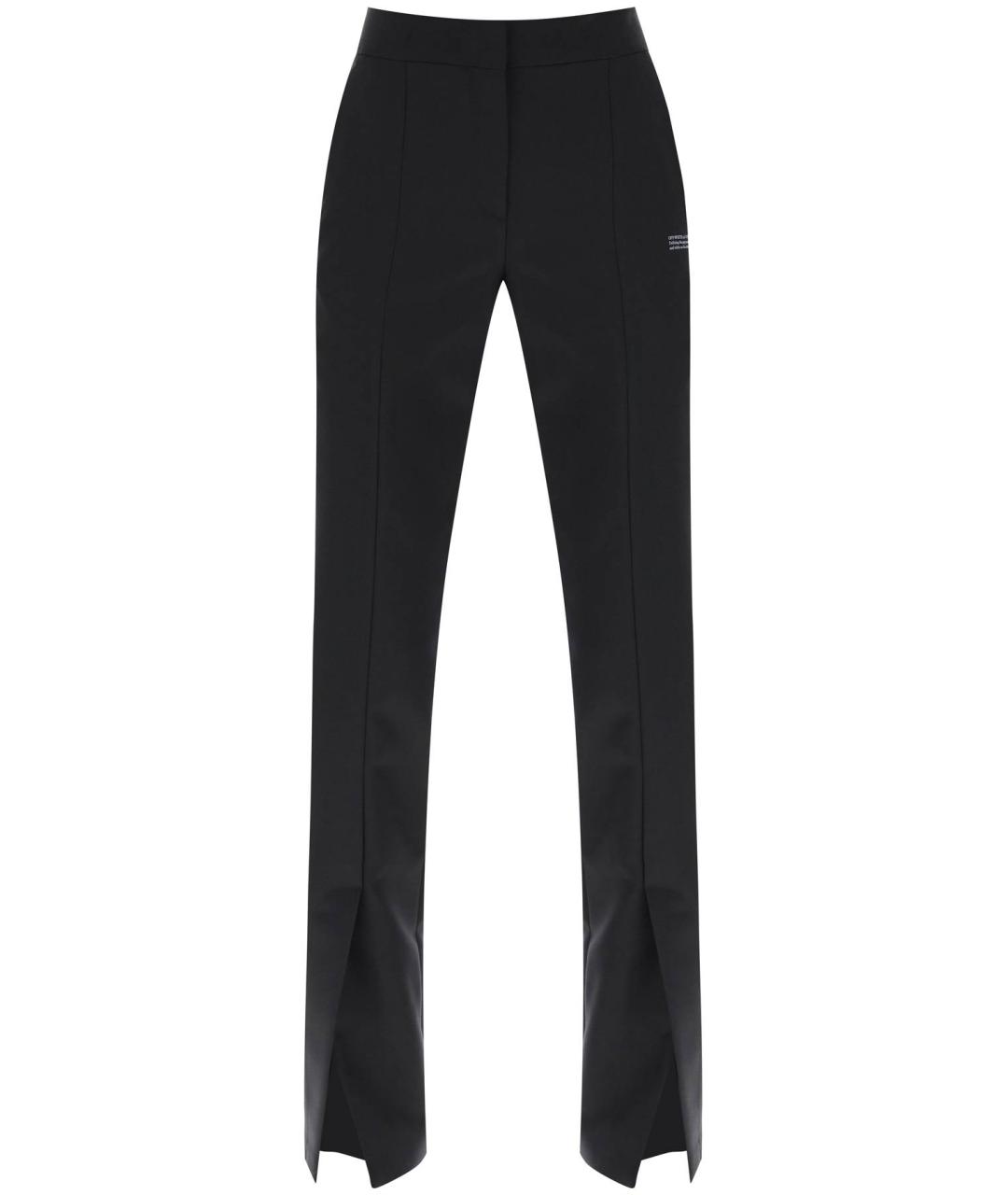 OFF-WHITE Черные полиэстеровые прямые брюки, фото 1