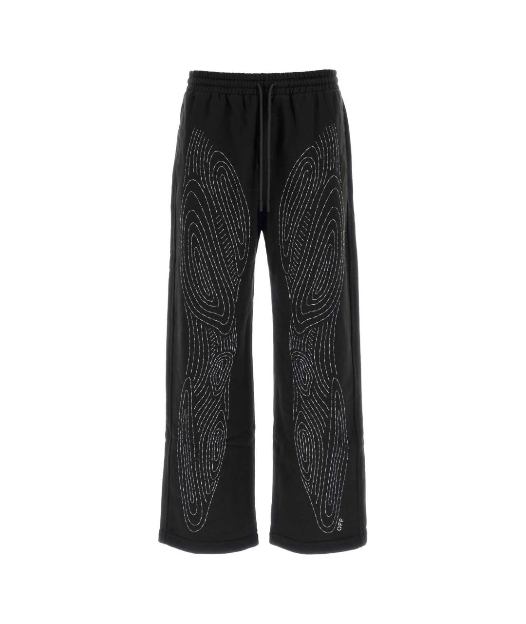 OFF-WHITE Черные хлопковые прямые брюки, фото 1