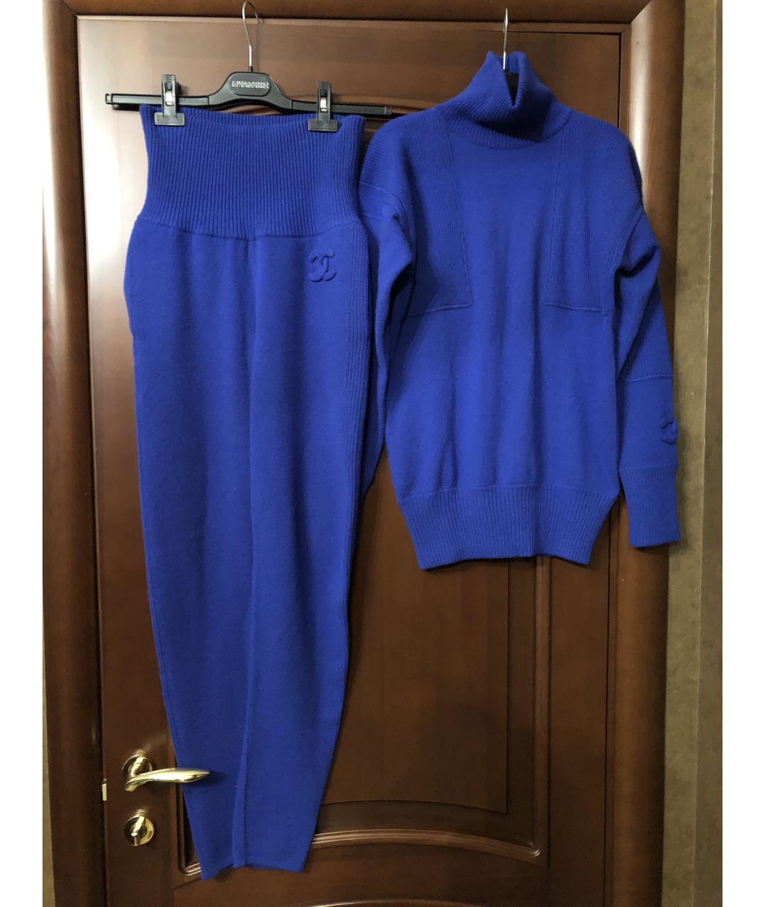 CHANEL PRE-OWNED Синий кашемировый костюм с брюками, фото 5