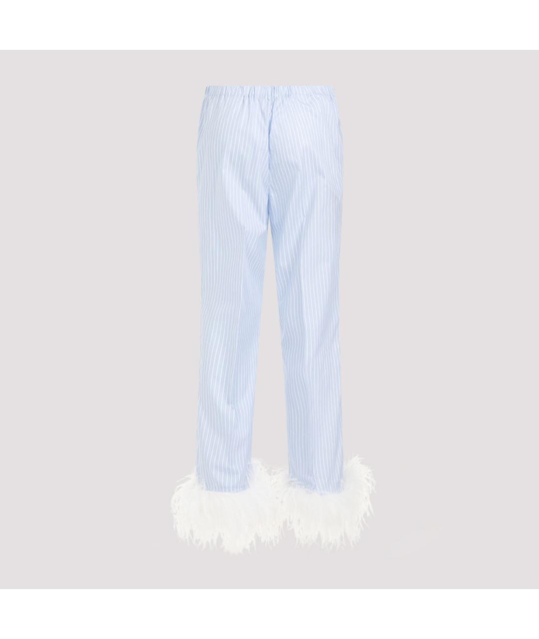 MIU MIU Голубые хлопковые прямые брюки, фото 3