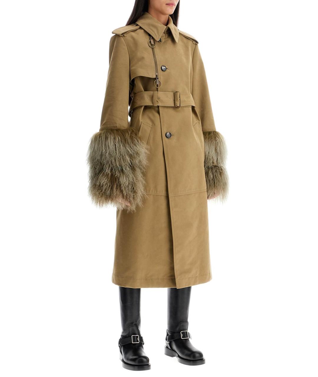 BURBERRY Зеленый хлопковый тренч/плащ, фото 2