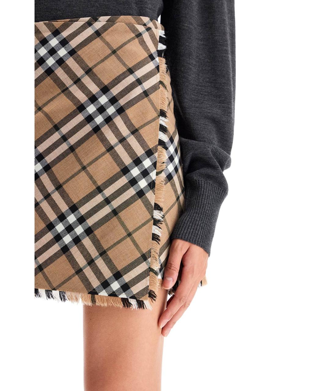 BURBERRY Бежевая юбка мини, фото 4