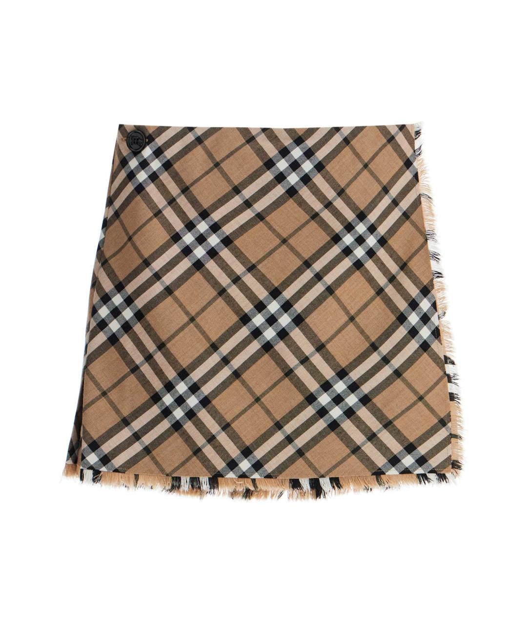 BURBERRY Бежевая юбка мини, фото 1
