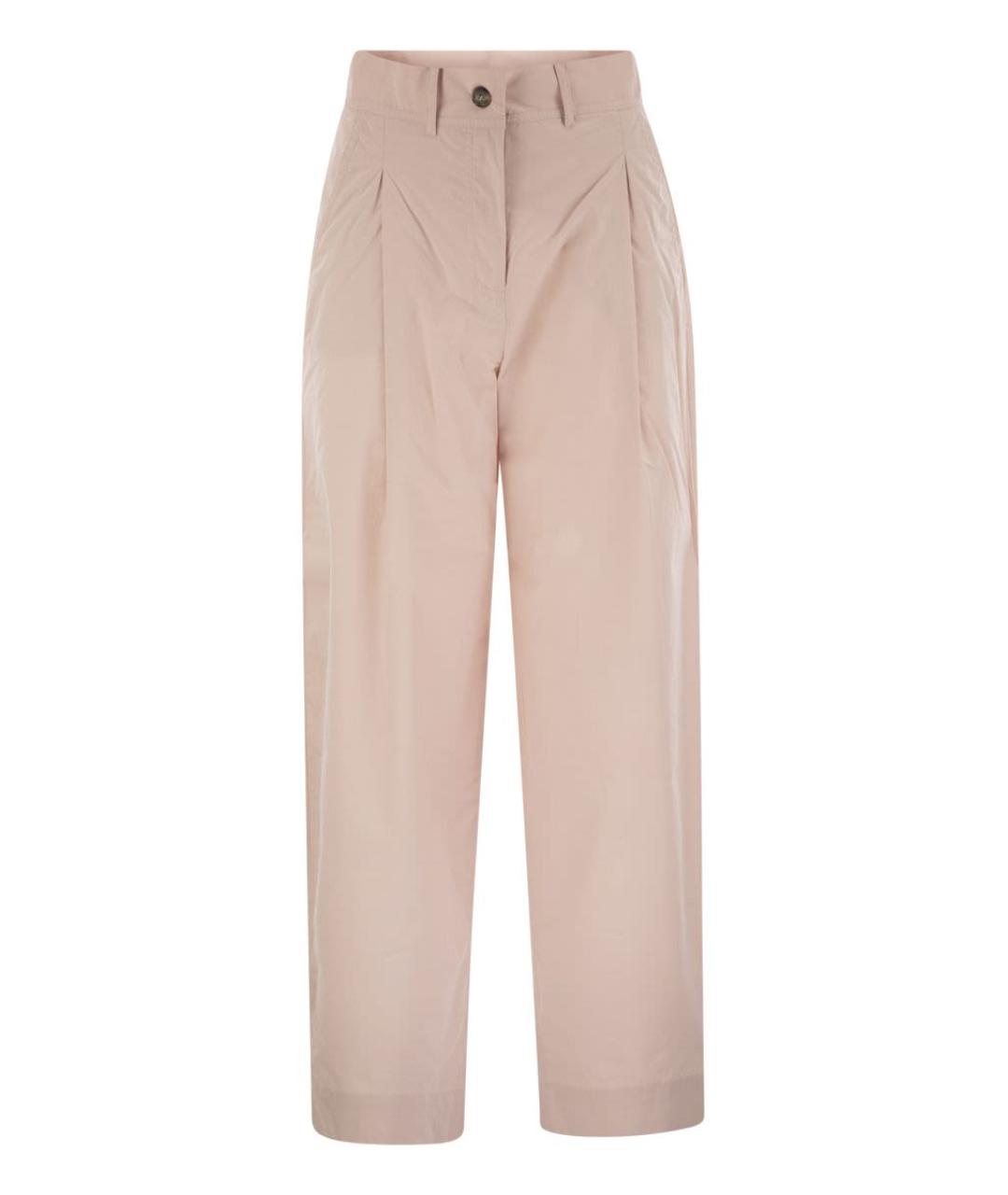 WEEKEND MAX MARA Розовые хлопковые прямые брюки, фото 1