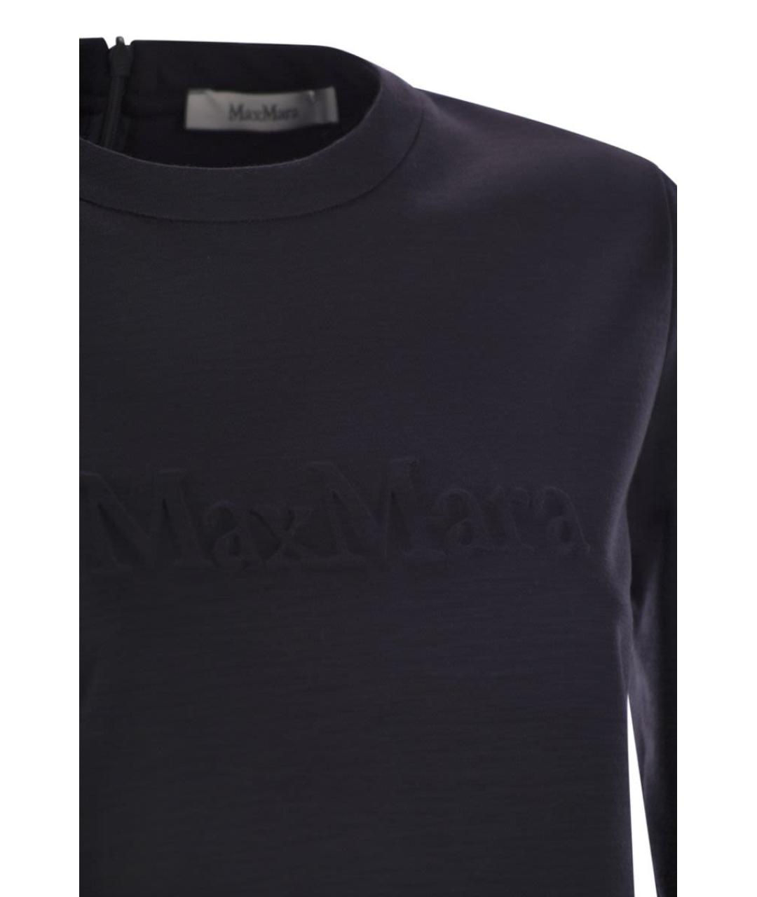 MAX MARA Темно-синяя шерстяная футболка, фото 4
