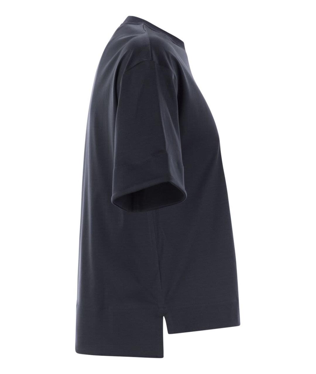 MAX MARA Темно-синяя хлопковая футболка, фото 3
