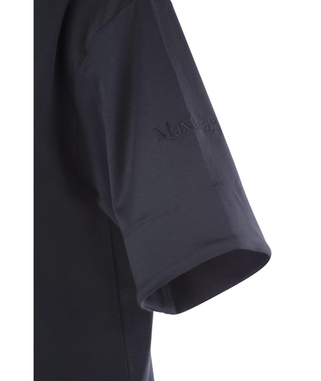 MAX MARA Темно-синяя хлопковая футболка, фото 4