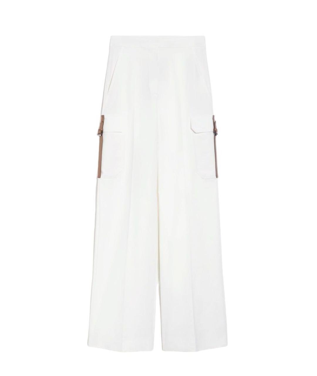 MAX MARA Белые хлопковые прямые брюки, фото 1
