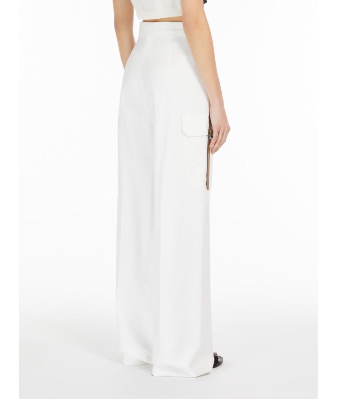 MAX MARA Белые хлопковые прямые брюки, фото 3