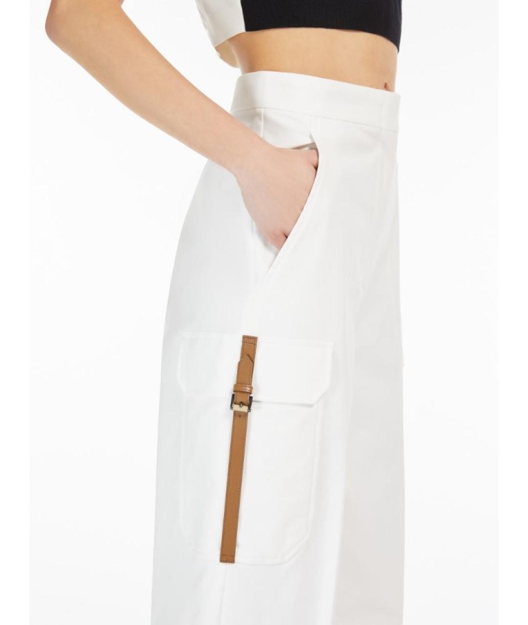 MAX MARA Белые хлопковые прямые брюки, фото 4