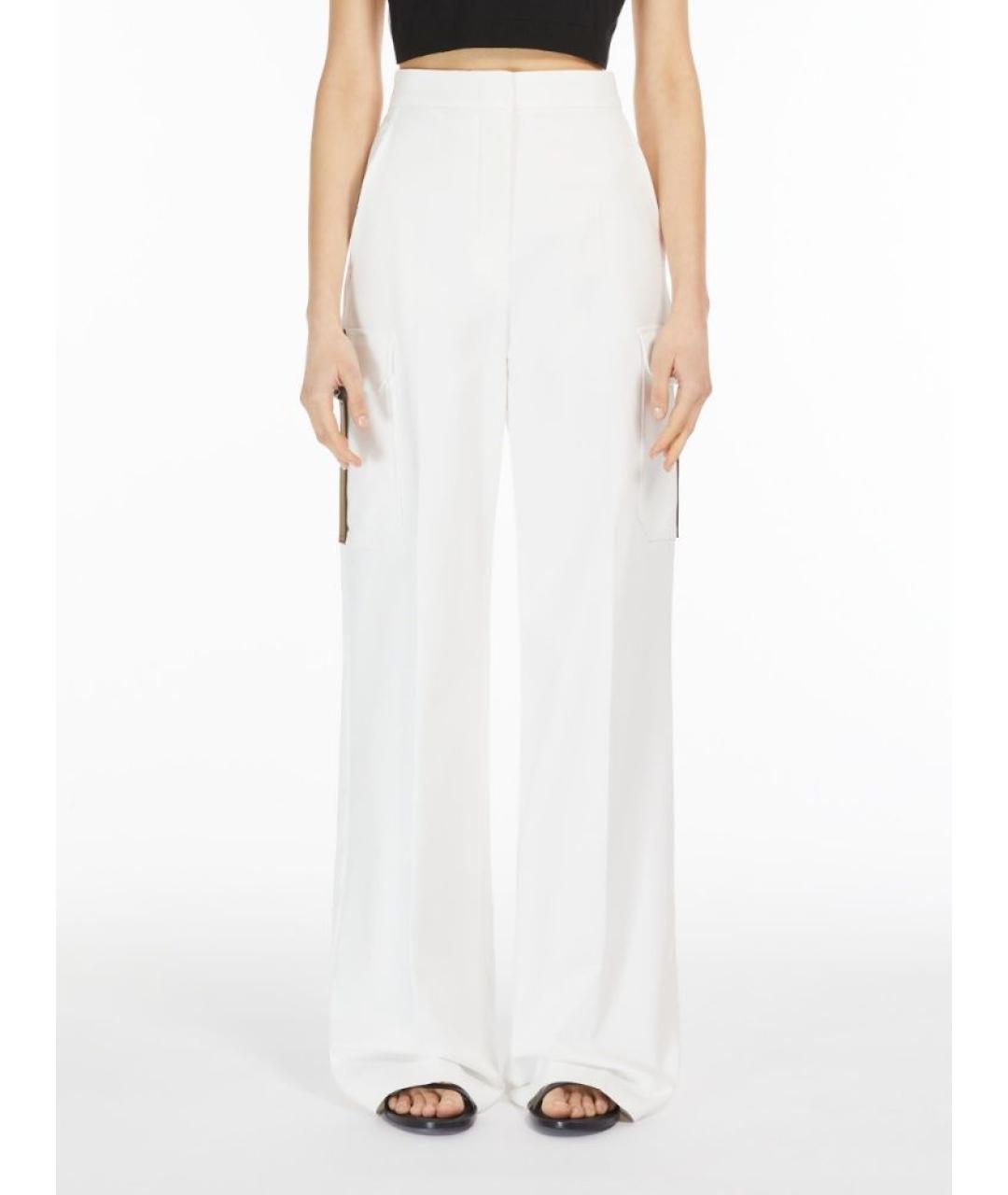 MAX MARA Белые хлопковые прямые брюки, фото 2