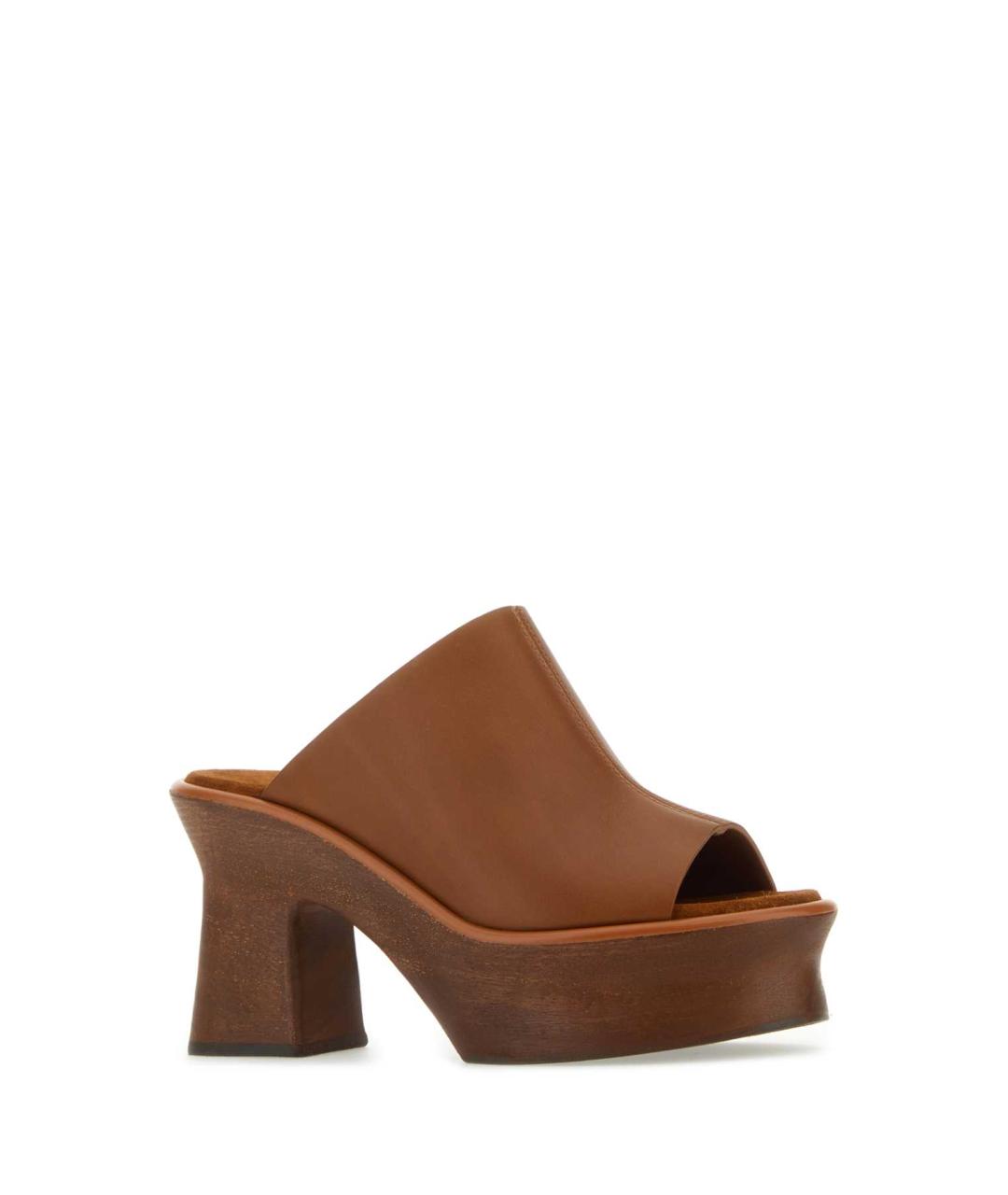 FERRAGAMO Коричневые кожаные сабо, фото 2