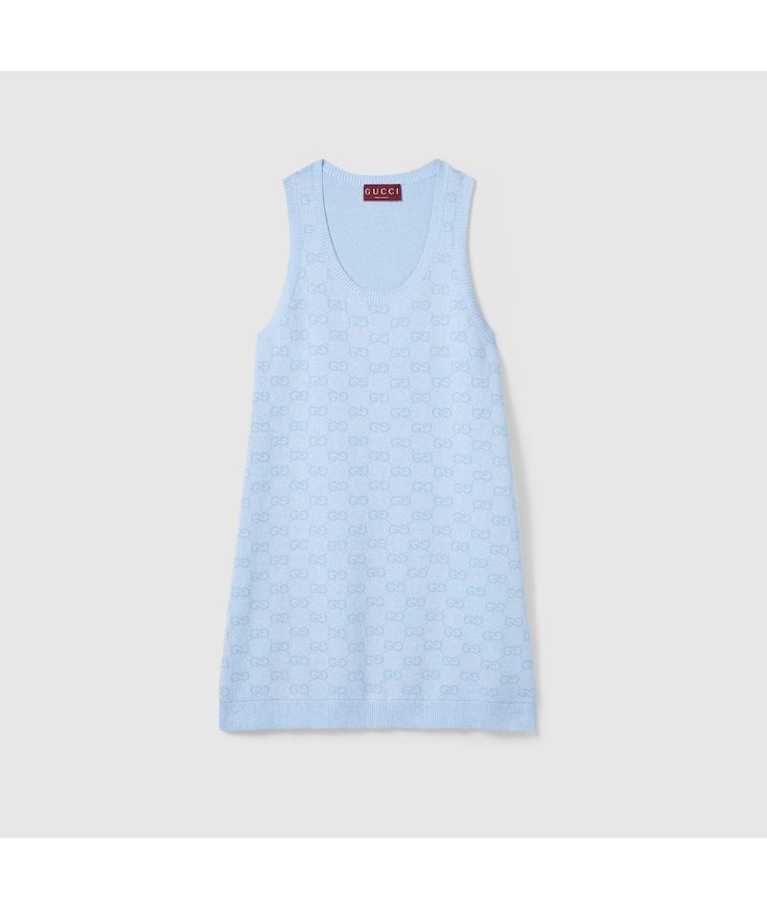 GUCCI Голубое хлопковое повседневное платье, фото 3