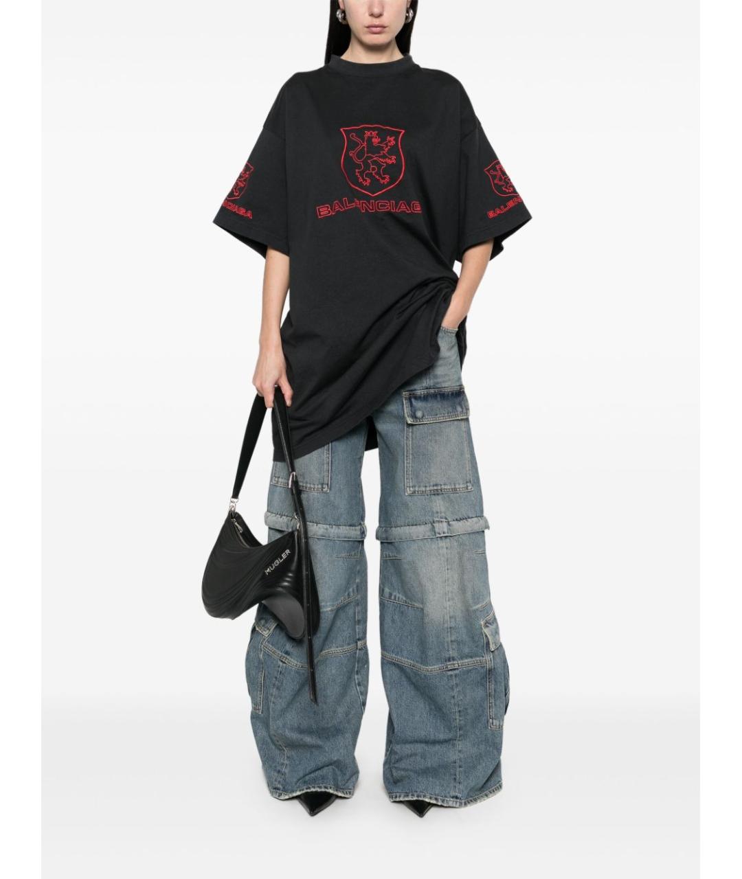 BALENCIAGA Синие полиэстеровые прямые брюки, фото 4