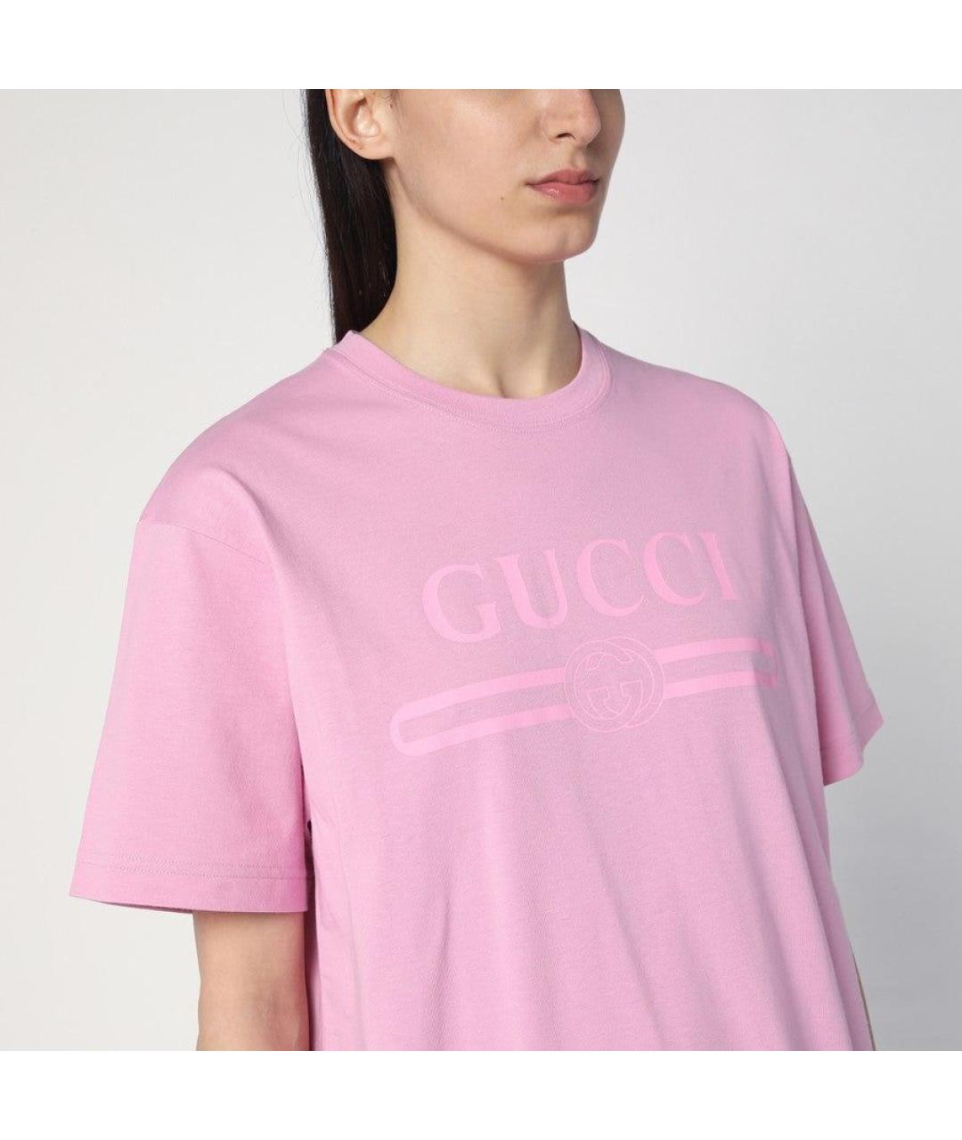 GUCCI Розовая хлопковая футболка, фото 4