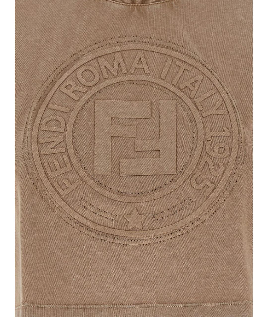 FENDI Бежевая хлопковая футболка, фото 3