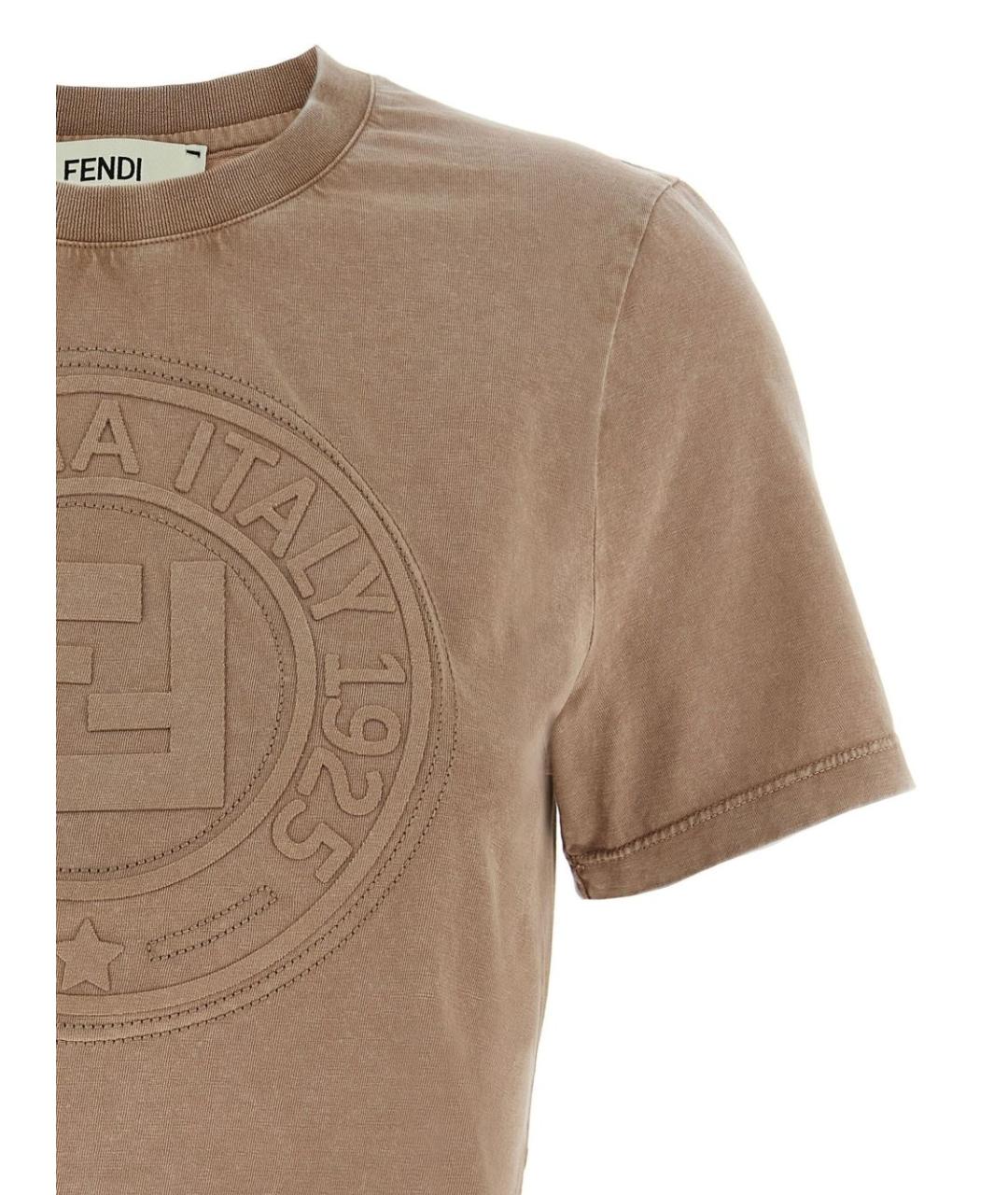 FENDI Бежевая хлопковая футболка, фото 4