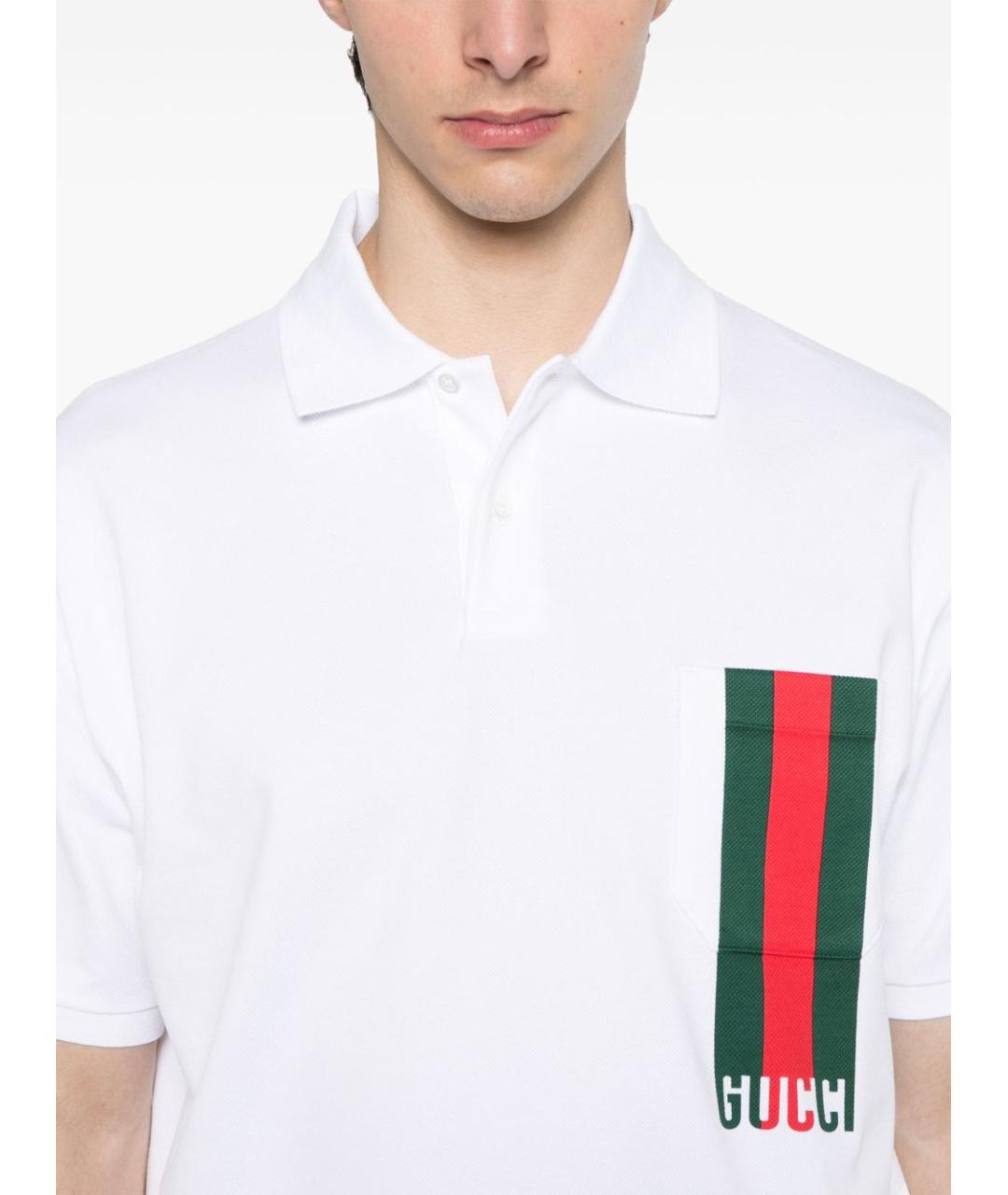 GUCCI Белая хлопковая футболка, фото 4