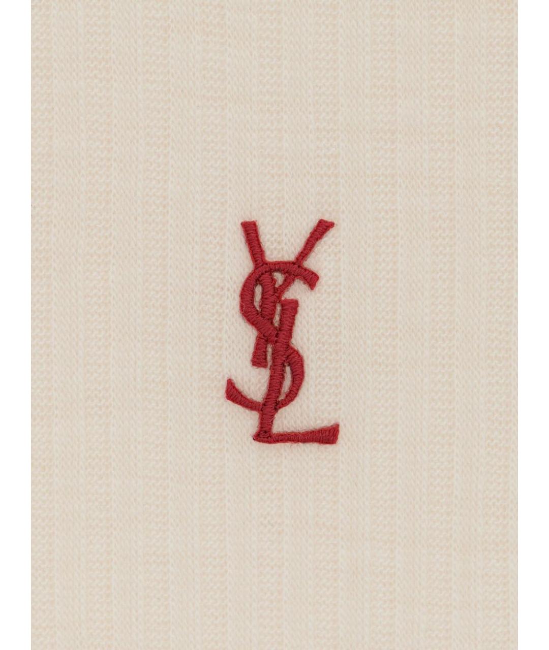 SAINT LAURENT Бежевая хлопковая майка, фото 2