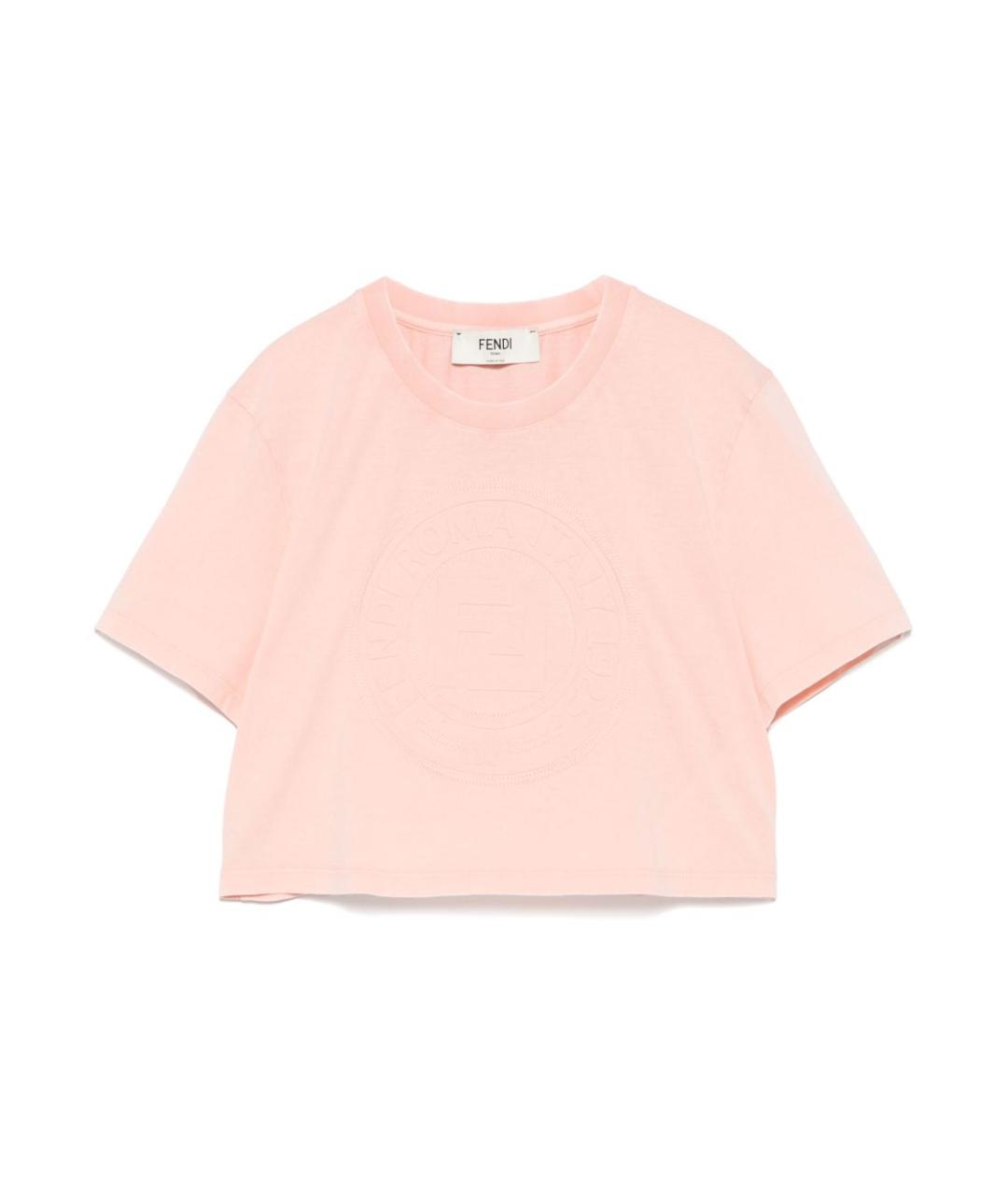 FENDI Розовая хлопковая футболка, фото 1