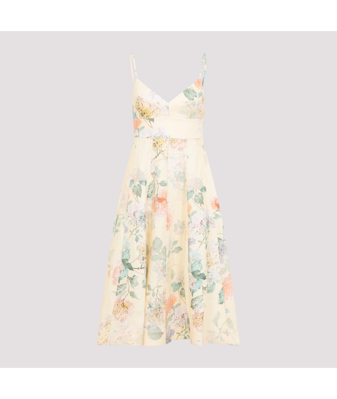 ZIMMERMANN Бежевое льняное повседневное платье, фото 2