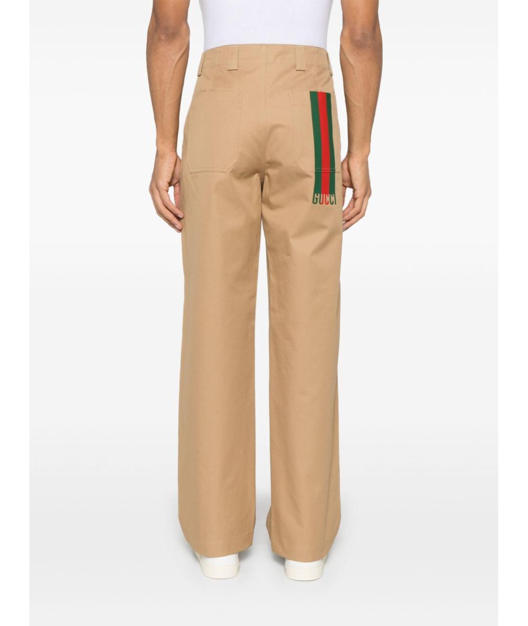 GUCCI Бежевые хлопковые повседневные брюки, фото 5