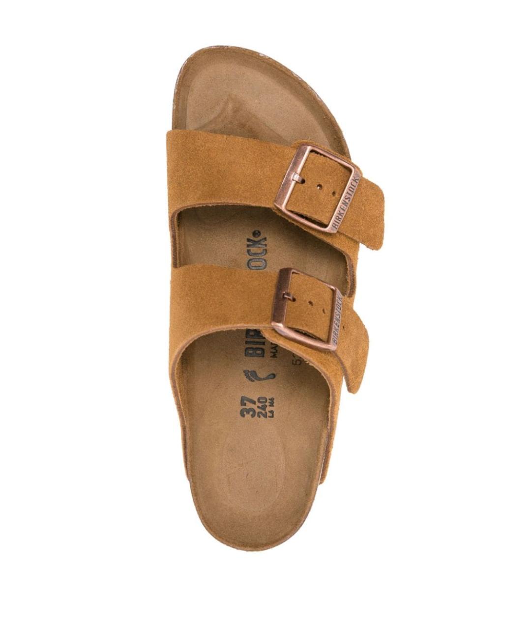 BIRKENSTOCK Коричневые кожаные шлепанцы, фото 4
