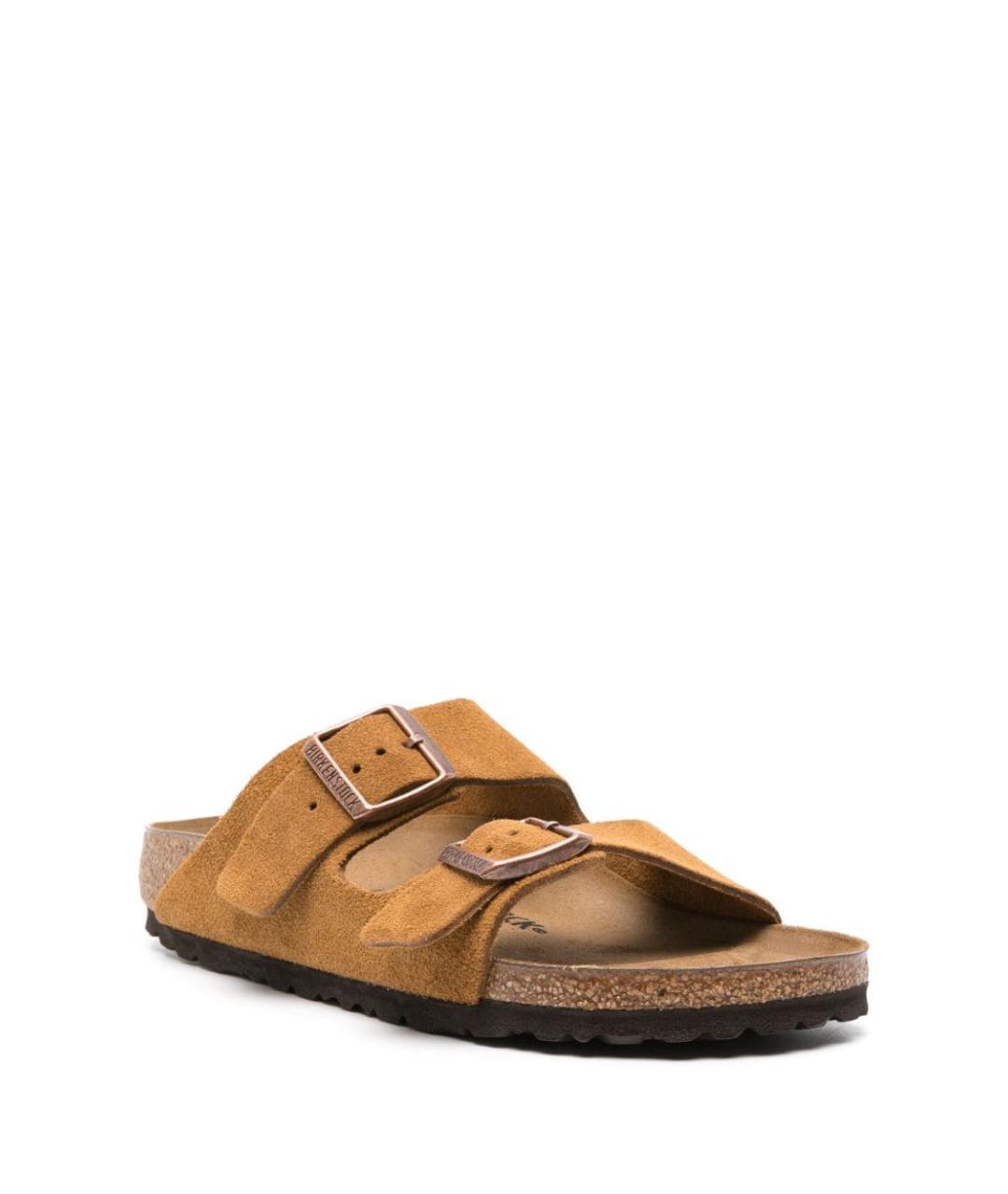 BIRKENSTOCK Коричневые кожаные шлепанцы, фото 2