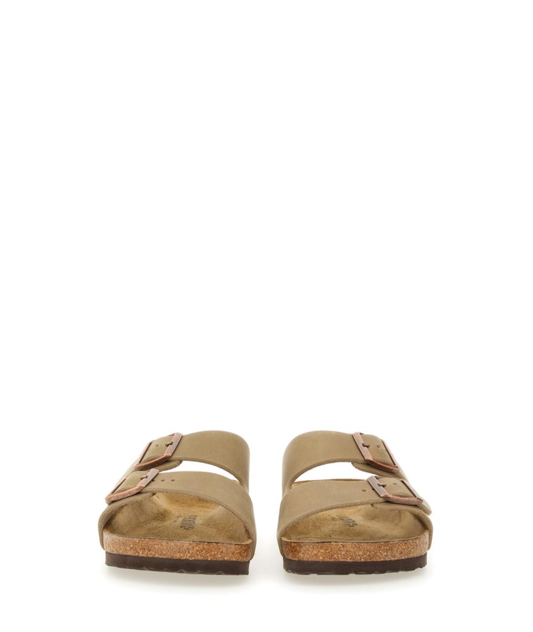 BIRKENSTOCK Бежевые кожаные шлепанцы, фото 5