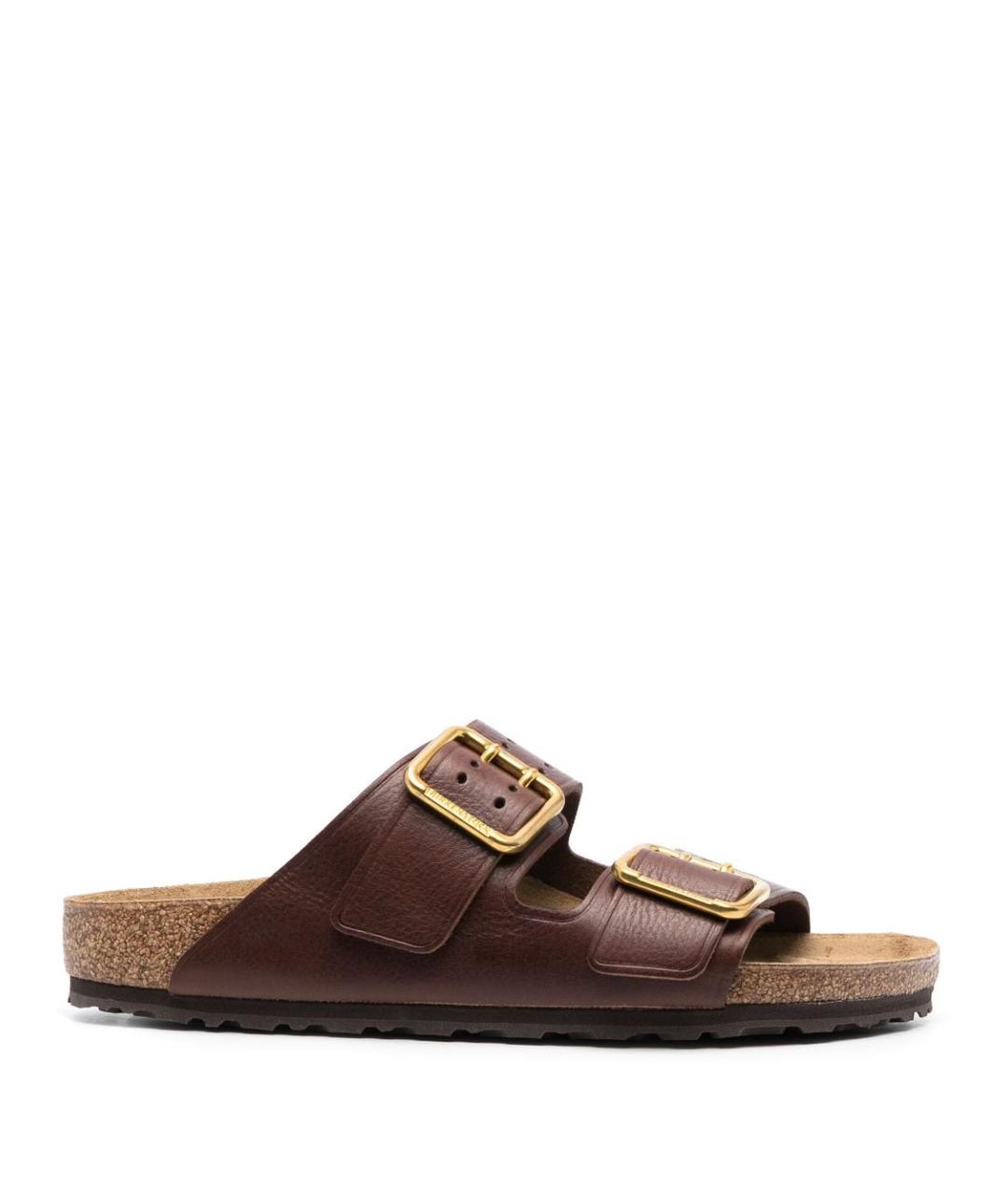BIRKENSTOCK Коричневые кожаные шлепанцы, фото 1