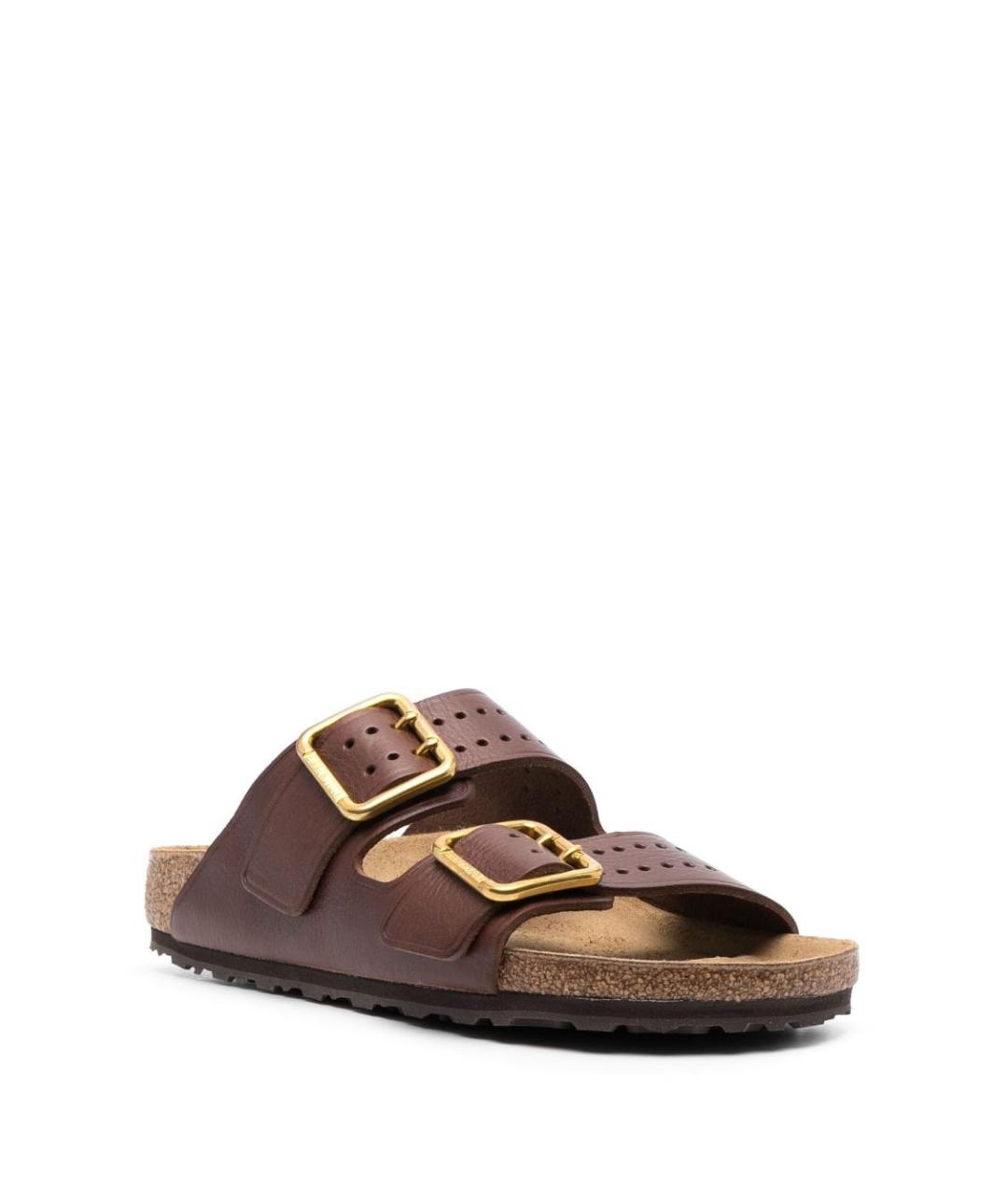 BIRKENSTOCK Коричневые кожаные шлепанцы, фото 2