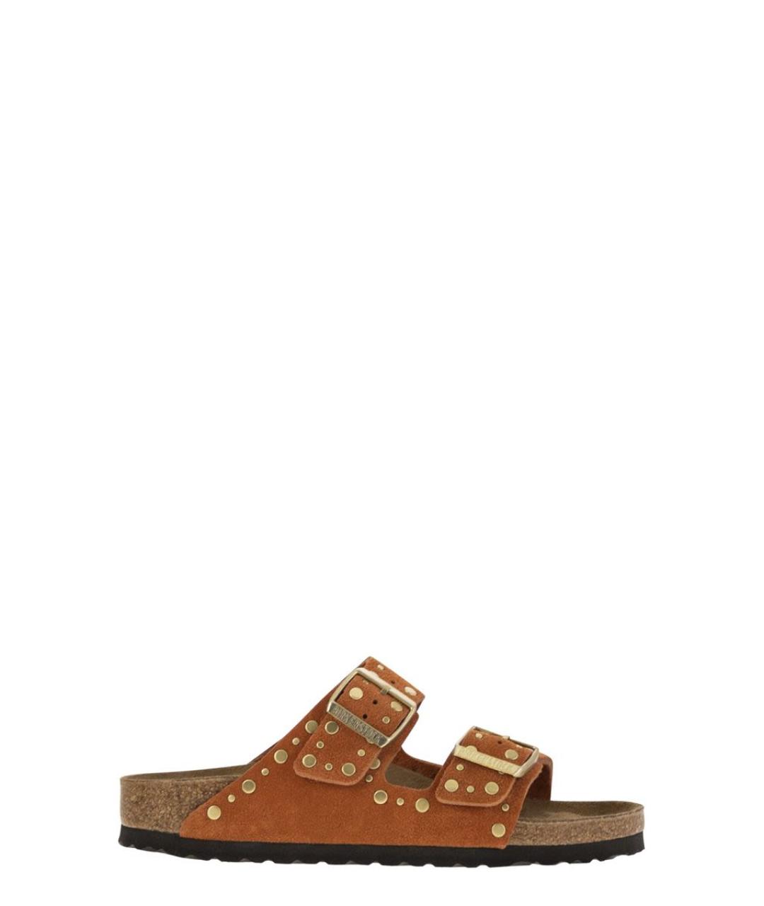BIRKENSTOCK Оранжевое кожаные шлепанцы, фото 1