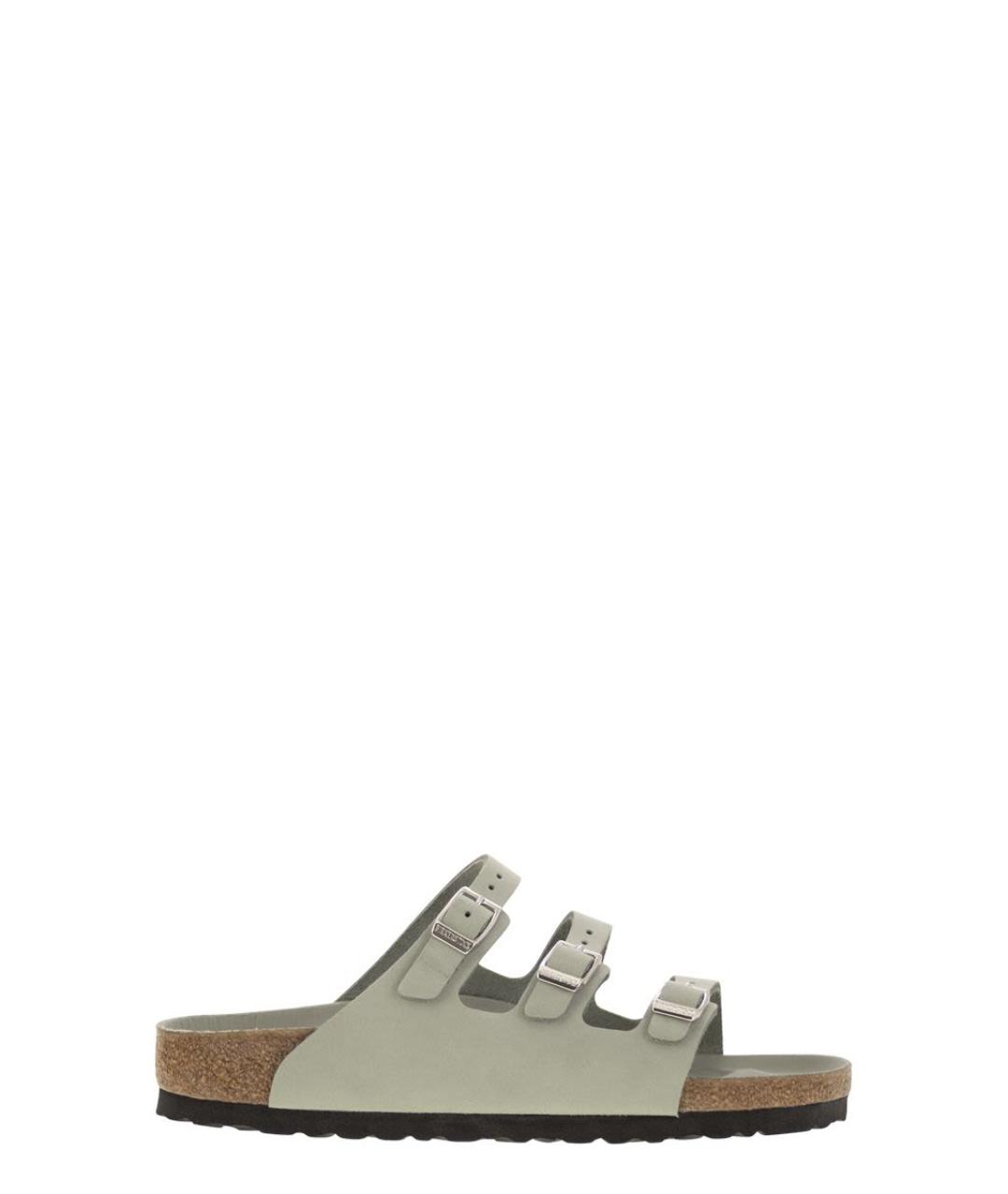 BIRKENSTOCK Серые кожаные шлепанцы, фото 1