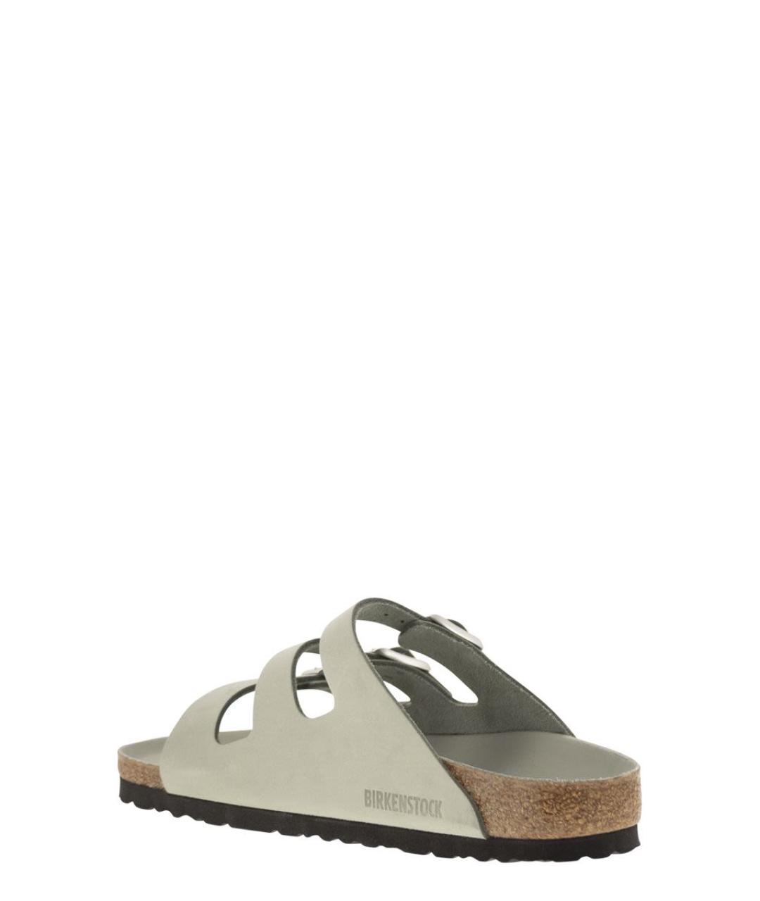 BIRKENSTOCK Серые кожаные шлепанцы, фото 3