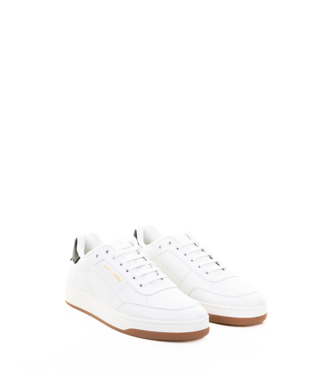 SAINT LAURENT Белые кожаные низкие кроссовки / кеды, фото 2