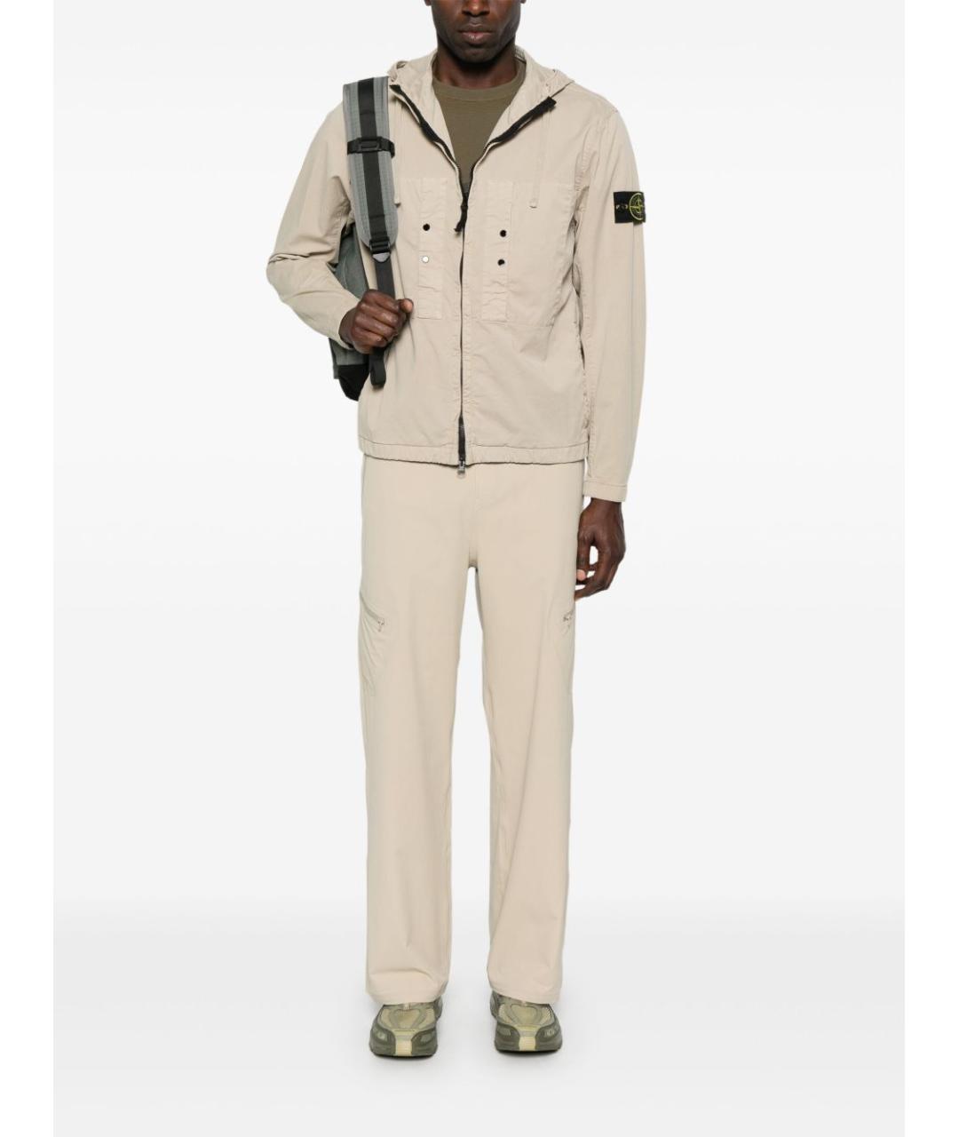 STONE ISLAND Бежевое полиэстеровое пальто, фото 2