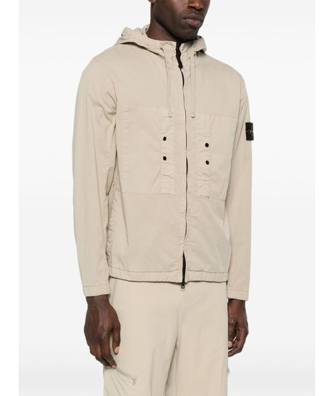 STONE ISLAND Бежевое полиэстеровое пальто, фото 3