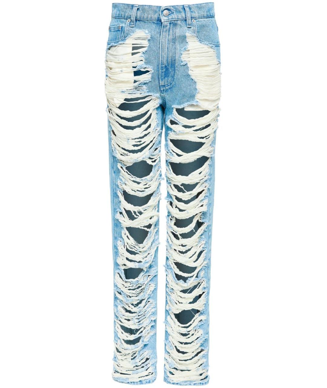 MAISON MARGIELA Голубые хлопковые прямые джинсы, фото 1