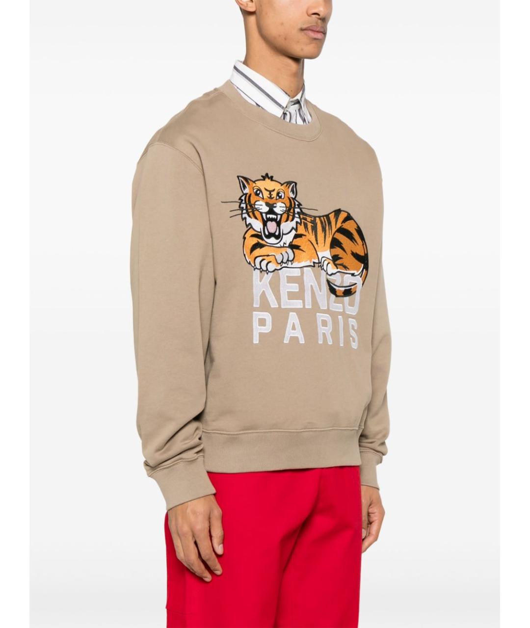 KENZO Бежевый хлопковый джемпер / свитер, фото 3