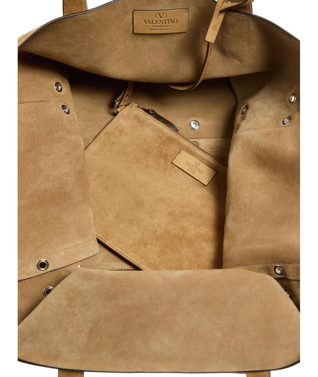 VALENTINO Бежевая кожаная сумка тоут, фото 2