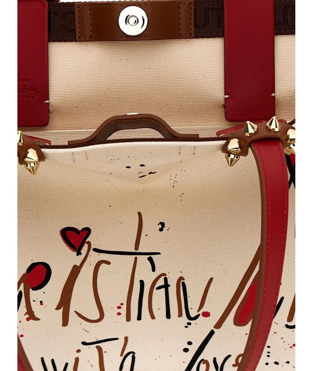 CHRISTIAN LOUBOUTIN Бежевая кожаная сумка тоут, фото 4